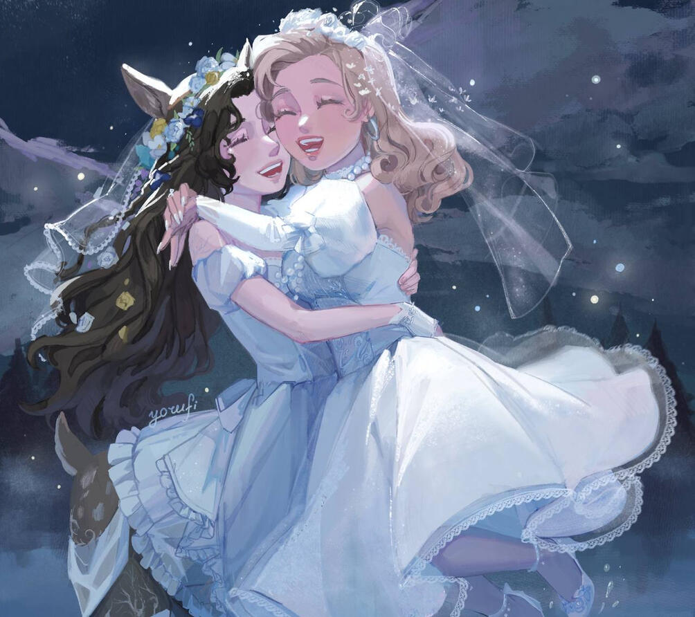 Full drawn illustration with landscape